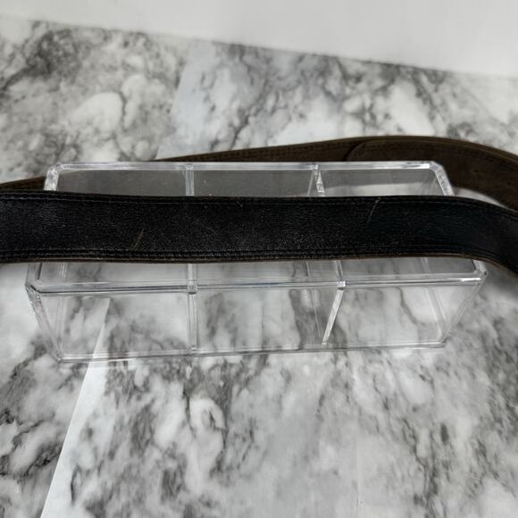 American Eagle Outfitters Leather Brown Size XL Big Metal Buckle Black Floral - Picture 9 of 10